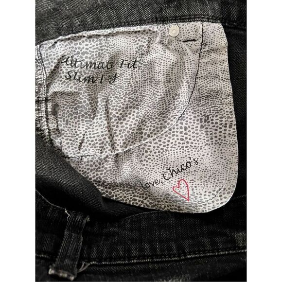 Chicos Platinum Black Wash Denim Jeans Womens Size 1.5 See Measurements - Picture 6 of 11